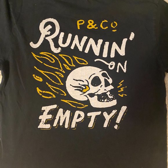 Distressed P and Co Black T-shirt: Runnin' on Empty - Picture 2 of 3